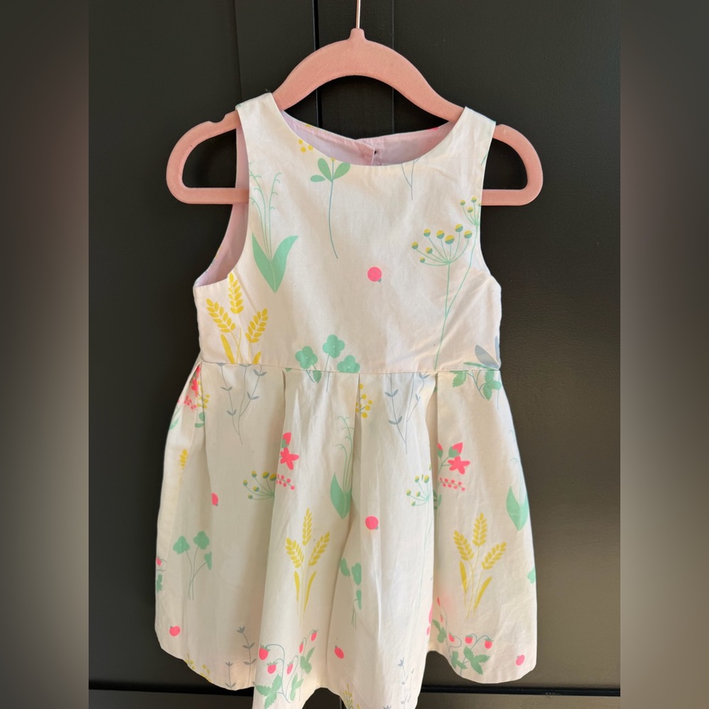 Jacadi Paris | Girls Floral Print Cotton White Sleeveless Dress | 4A